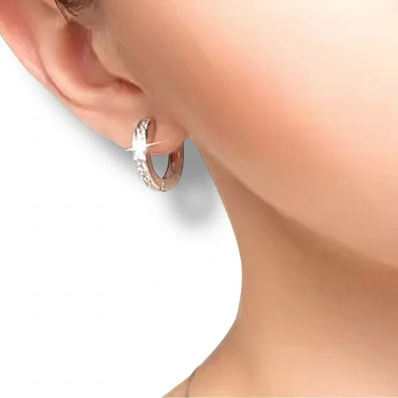 Just in! 925 Silver Hoop Diamond Earrings - Picture 8 of 8